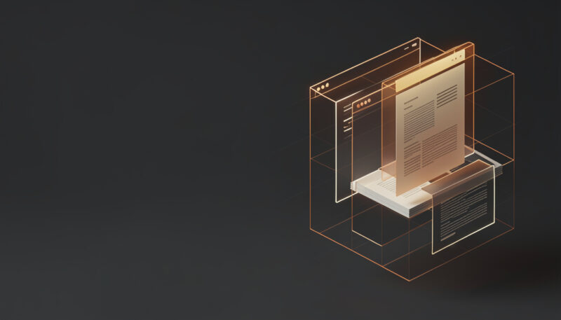 Blocos de layout e paginas de conteudo flutuantes, representando a estrutura das paginas de um site