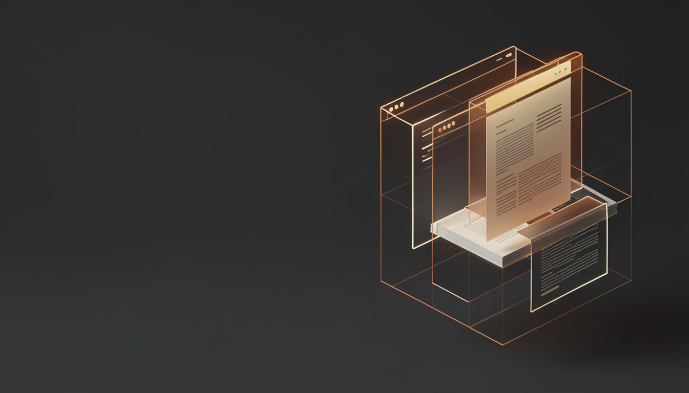 Blocos de layout e paginas de conteudo flutuantes, representando a estrutura das paginas de um site